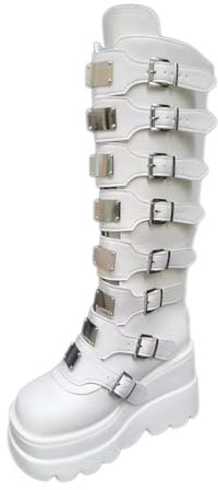 ticticlily Ladies Winter Gothic Punk Platform Boots Women Stivali F Bianco 35 EU