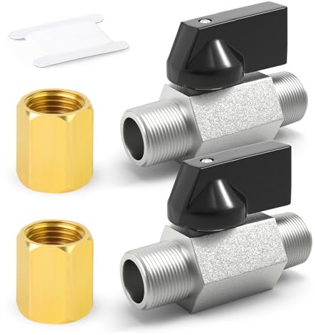ERGAOBOY 2 Pcs 3/8 männlich x 3/8 männlich Heavy Duty vernickelt Kupfer Kugelhahn Shut Off Schalter mit weiblichen Messing Kupplung Stecker