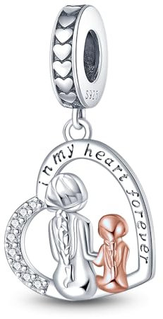 LNQOBU Perles et Charms Argent 925 pour Bracelets, Maman Charms Bead,Compatible avec les Pandora Bracelets et colliers Européens pour femme