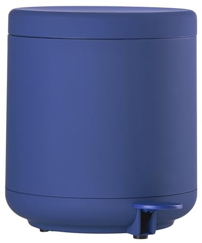 Zone Denmark Ume Mülleimer Bad, Kosmetikeimer, Treteimer mit Deckel fürs Badezimmer, mit herausnehmbarem Inneneimer und Soft-Close, Durchm. 19,5 cm, Höhe 22 cm, 4 Liter, Indigo Blue (Blau)