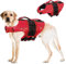 CITÉTOILE Gilet de Sauvetage pour Chien, Bouée de Sauvetage Réglable avec Poignée, Maillot de Bain de Sécurité Aquatique pour Piscine de Plage, Rouge, 2XL