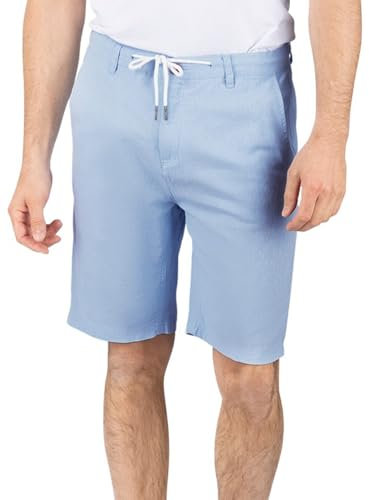 riverso Leinen Shorts Herren Sommer Regular Fit RIVOliver Kurze Hosen Bermuda Knielang Einfarbig, Größe:S, Farbe:Bright Sky Blue