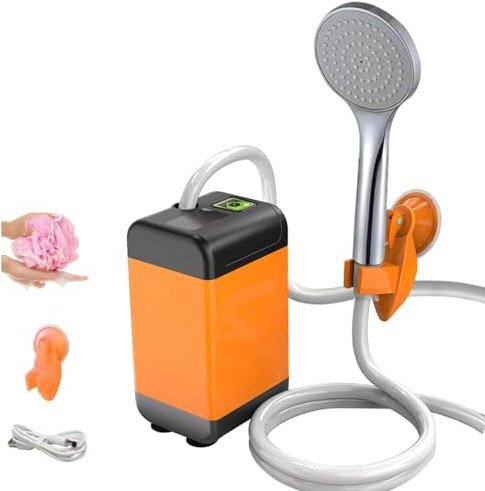 Etomvoop Portable Camping Shower Rechargeable USB 4800mAh Battery Intelligent Digital Display, 1 Shower Head, Campervan Essentials for Camping, Hiking, Pet Dog Cleaning, Watering and Beach Washing