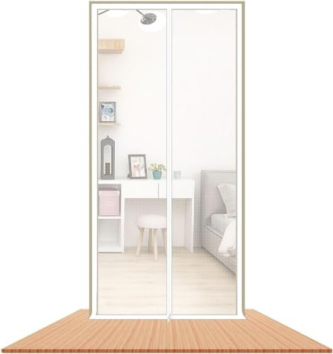 Cat Screen Door Reinforced Pet Proof Screen Door Zipper Curtain to Keep Dogs and Cats Out Stop Cats Running Out Screen Door with Zipper for Living Room Bedroom (Color : White, Size : 150x220cm)