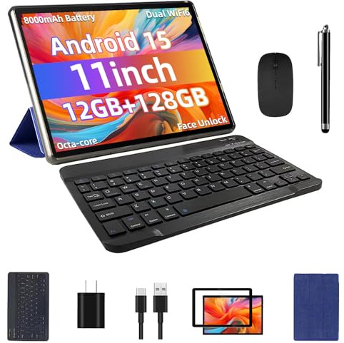 COLORROOM Android 14 Tablet PC 11 pollici 2in1 Tablet PC, 12GB+128GB +512GB Espandi Dual Altoparlanti Stereo, Octa-core 2.0GHz Processore 8000mAh Big Battery WiFi6, BT5.0, Touchscreen Tableta (C5 JPSB