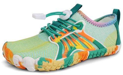 IceUnicorn Chaussures Pieds Nus Aquatique Enfant Garçons Fille Chaussures de Trail Respirantes Chaussure Plage Minimalistes(Jaune Vert,32EU)