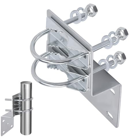 Antenna Mount, Pole Mounting Bracket, Heavy Duty Antenna Pole Mount Kit, Outdoor Antenna Pole Mast Mount Bracket with Double U Bolt Clamp V Jaw Bracket