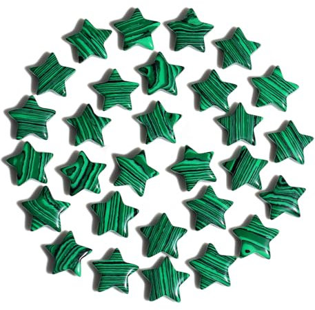 QINJIEJIE 20 Stück Sternkristall Set Malachit Edelsteine Kristall Sterne Heilsteine Natürliche Steine Heilkristalle Glückssteine Kristalle Stein für Meditation und Dekorationen
