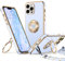 XYZ iPhone 12 Pro Case With Stand, Double Ring Holder With Lanyard for Girls Women, Luxury Cute Bling Protective Cover for iPhone 12 Pro, Blue