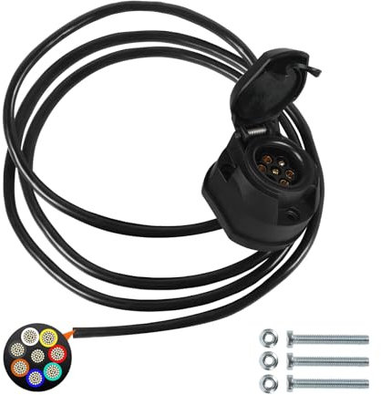 Yinaolan Spina per rimorchio precablata a 7 Pin, Spina per rimorchio a 7 Pin con Cavo da 2 m a 7 conduttori, Adattatore Elettrico per Camion, Camper