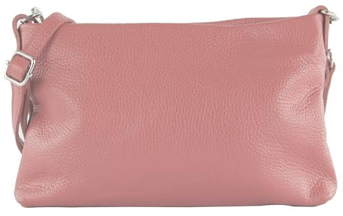 modamoda de T258 Damen Leder Umhängetasche Clutch Kosmetiktasche handmade in Italy, Farbe:Altrosa