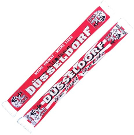 Wallitschek Schal Düsseldorf - Meine Heimat - Meine Liebe, rot-weiß, Fussball, 1895, Fanschal, Strickschal