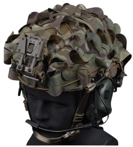 Fotrsta Taktisches Helm Netz Berzug, Leicht Schneiden Reproduction Helmüberzug Elastische Seilfixierung Camouflage-Netzbezug Military Airsoft Paintball