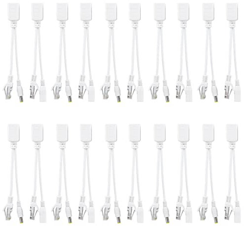 Yctze 10 Pair IP Camera Poe RJ45 Cable Power Over Ethernet Adapter Splitter 12 V Poe Cable Poe Splitter 12v