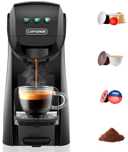 Warriors1 Machine à Café Capsule 4 en 1 pour Dolce Gusto, Nespresso OL, Lavazza A Modo Mio et Café en Poudre, 20 bar, 0,8 L, Température et Quantité Réglables, Compacte Cafetière pour Maison et Bureau