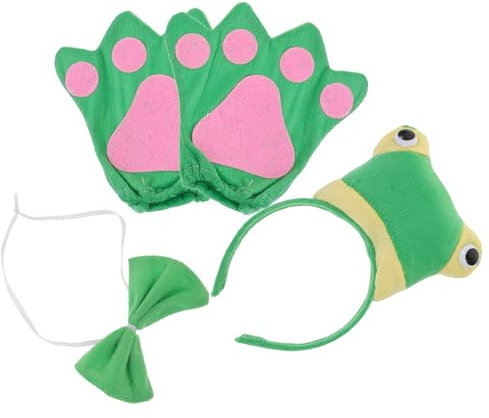 VICASKY 1satz Niedlichen Frosch- -Requisiten Für Mädchen Halloween Tierkostüm Zubehör Teiliges Frosch Stirnband Fliege Und Handschuhen Für Partys Und Kreative Spielzeiten