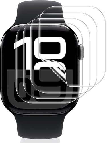 Vauki 4 Pack Protector Pantalla para Apple Watch Series 10 46mm Cristal Templado,Resistente a los Arañazos,Película de TPU Suave Film HD Transparente Sin Burbujas Vidrio Templado