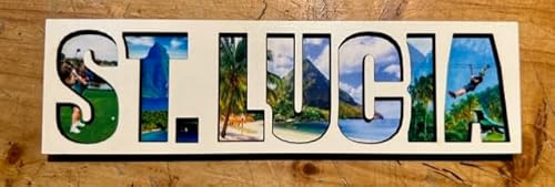 St. Lucia Caribbean Souvenir, Saint Lucia Wooden Magnet with Lettering, Caribbean Fridge Magnet, St. Lucia Gift, Travel Keepsake from Caribbean - West Indian Island 220125