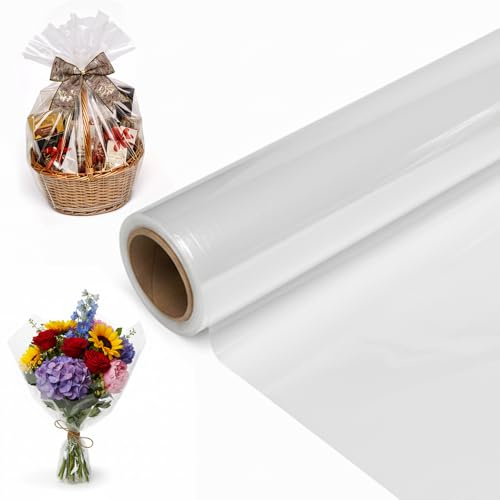 Cellophane Wrap Roll 40cm x 30m – Clear Food Safe Gift & Hamper Film | 2.5 Mil Thick Crystal Clear Cello Film for Bouquets Bakery Treats Floristry Crafts Baskets Favours & Retail Presentation