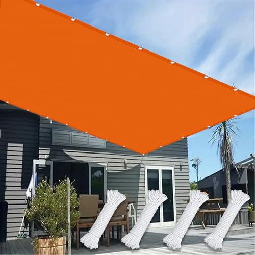 Balkonbespannung Reißfest 3.8 x 4.5 m (Nach Mass) Markisenstoff 98% Uv Schutz Wasserabweisend Balkonverkleidung Sichtschutz mit Kostenlosem Seil für Terrasse Garten, Orange