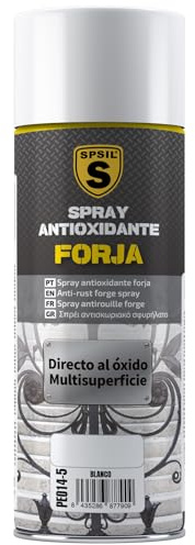 SPSIL Pintura en Spray Efecto Forja color Blanco 400 ml - Evita la Corrosión - Protección Antihumedad - Secado Rápido