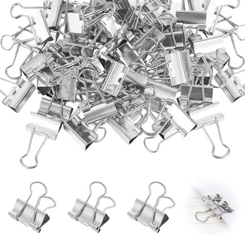 80 Stück ​​Foldback Klammern Metall​​ Binder Clips, ​​Foldback Klammern 19mm (0.75 Inch) ​​Vielzweckklammern​​ stabile und wiederverwendbare für Büro Schule Papierklammern Dokumente (Silber)