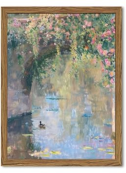 Framed Vintage Monet Canvas Wall Art, Floral Landscape Wall Decor Paintings, Country Nature Pictures Prints Aesthetic Home Decor for Living Room Bedroom Bathroom 8x10 inch