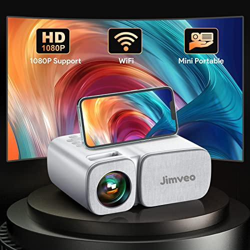 Beamer-Jimveo WiFi Mini Beamer 20000L 1080P Unterstützung Beamer 250''Display Mini Projektor LCD Heimkino/Outdoor/Kompatibel mit TV Stick/X-Box/DVD/Laptop/Smartphone Kleiner Beamer