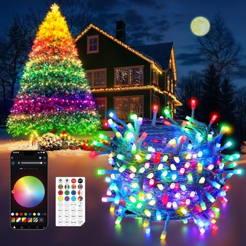Quntis 30M 300LEDs Christmas String LED Lights, RGB App & Remote Control Smart Lights, Sync to Music, IP44 Waterproof for Indoor/Outdoor Xmas Tree Weddings & Holidays & Party & Garden & Patio