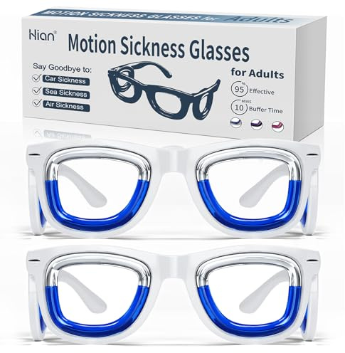 Hion 2 Paar Smart Glasses für Erwachsene gegen Reisekrankheit, ultraleichte, tragbare Flüssigkeitsbrille gegen Übelkeit, Reise- und Seekrankheit, unverzichtbar für Reisen und Kreuzfahrten