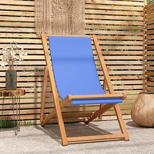 Frdhee Stapelstühle Loungesessel Outdoor,Liegestuhl Teak 56x105x96 cm Blau für Rasenfläche, Camping, Garten, Pool, Strand, Hof, Lounge