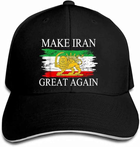 peiyeety „Make Iran Great Again-Hut, Miga-Baseballkappe, Trucker-Cap mit Alter iranischer Flagge, Löwe und Sonne für Damen und Herren