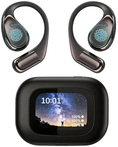 AI Auriculares Traductor en Tiempo Real 4 en 1 Traducción Bluetooth 6.0 | 164 Idiomas Pantalla LED, 8 Modos Open Ear AI Auriculares Traductores para Viajes Negocios, Aprendizaje