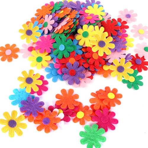 HONQX Filzblumen Filz Blumen, 200 Stück Filzblumen Deko Bunte Stoff Blumen Filz Filzblume Stoffblumen Blüten zum Basteln 2,8 cm