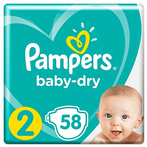 Pampers - Baby Dry Windeln Größe 2 (3-6 kg) - Riesenpaket (58 Windeln)