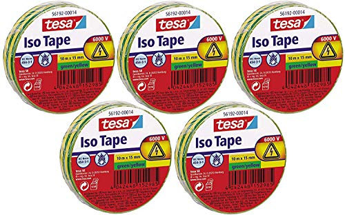 tesa Isolierband (Green/Yellow (5er Pack), 5 Rollen)