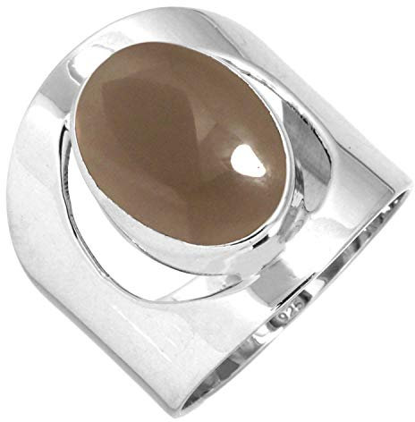 Jeweloporium Braun Rauchiger Topas 925 Sterling Silber Ringe für Frauen mit Stein Handgefertigt Silber Ringe Größe 53(16.9) Muttertag Geschenk Cocktail Schmuck