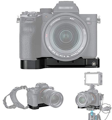 JJC Handgriff Metall Kameragriff für Sony Alpha A7R IV A7R III A7R II A7 III A7 II A7S II A9 | Verbessertes Handling | Arca Swiss schnellwechselplatte kompatibel mit Stativ | Akku direkt wechseln