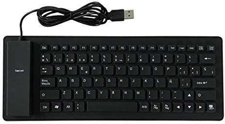 EMEBAY - Mini USB Teclado de Silicona Flexible y Plegable con 84 Teclas en español Compatible con Ordenador de Escritorio, Ordenador portátil, Tablet táctil, teléfono móvil USB (84 Teclas)