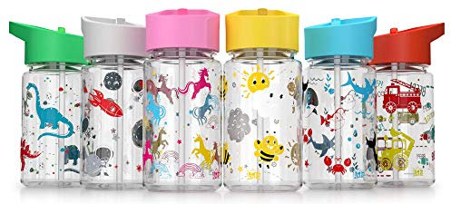 Be-Active Childs Water Bottle with Straw | BPA Free | flip nozzle | 450ml | Kid School girls boys sports bottles (Blue)