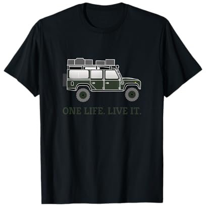 4x4 Defender Offroad Dachzelt Reisefahrzeug T-Shirt, Schwarz, S, Crew-Ausschnitt, Kurzarm, Unisex, Outdoor, Offroad