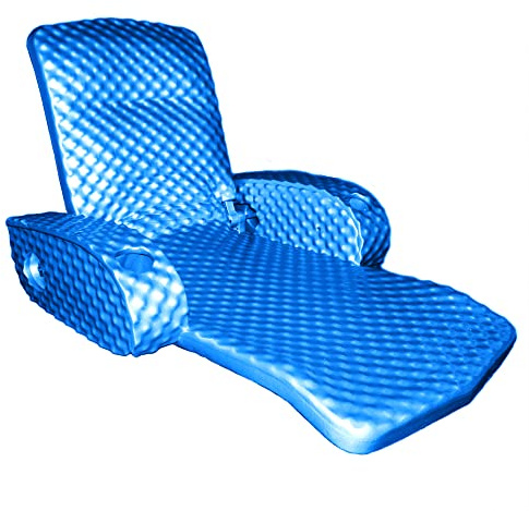 TRC Recreation Super Soft Adjustable Pool Recliner Float Portable Comfortable Chair Lounger with Cup Holders for Swimming Pool Essentials, Bahama Blue