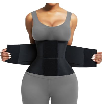 FeelinGirl Workout Waist Cincher Trainer Corset Shaper Tummy Slimmer Plus Size Belly Band for Women Black S