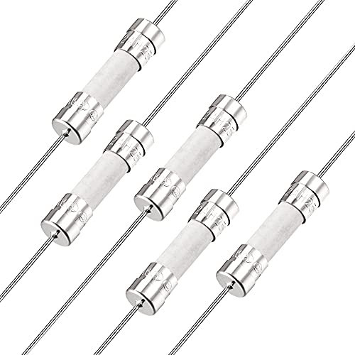 sourcing map 5 Stück Langsame Sicherung Zeitverzögerung Anschlusskabel Keramik Sicherungen 5mm x 20mm 250V T2A