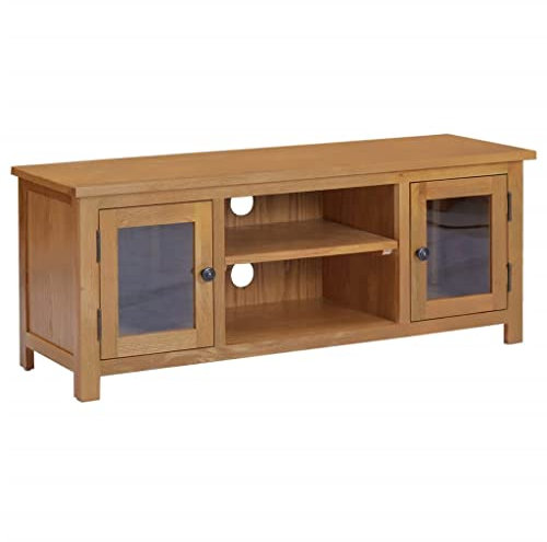vidaXL Rustic Charm TV Cabinet - Durable Solid Oak Wood and MDF Construction, Ample Storage Space with Two Compartments, Natural Oak Finish