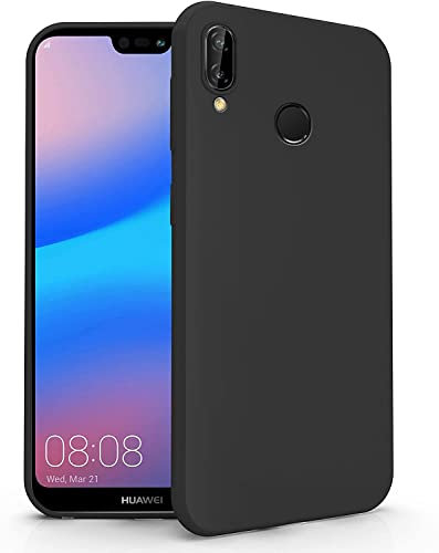 compatibile per HUAWEI P20 LITE (2018)/ NOVA 3E ANE-LX1 / ANE-L21 ANE-LX1 / LX2 / LX3 Copertura Tasti Custodia Cover Protezione Gel Silicone TPU Morbida flessibile Matte Ultra Soft Slim Case (Nero)