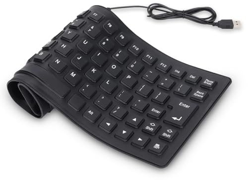 USB Silikon faltbare Tastatur, 5,1x13,5 Zoll 85 Tasten USB Wired tragbare wasserdichte leise weiche Rollup Tastatur, Ergonomisches kabelgebundene Business Tastatur für iOS/Androd/Window PC Laptop