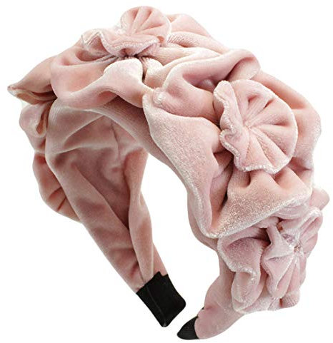 Righe e Pois - CERCHIETTO BOMBATO VELLUTO CON FIORI° - Bianco