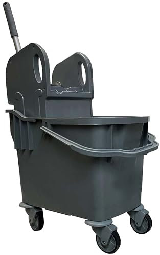 Bayersan Kentucky Mop Bucket With Wringer | Commercial Mop Buckets | Industrial Mopping Supplies (25 litres, Grey)