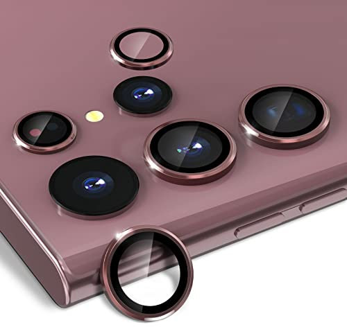 CloudValley Verre Trempé pour Samsung Galaxy S22 Ultra (2022) - Protecteur Caméra Arrière [3+2] 9H Film de Protection Lentille, Écran - Rouge